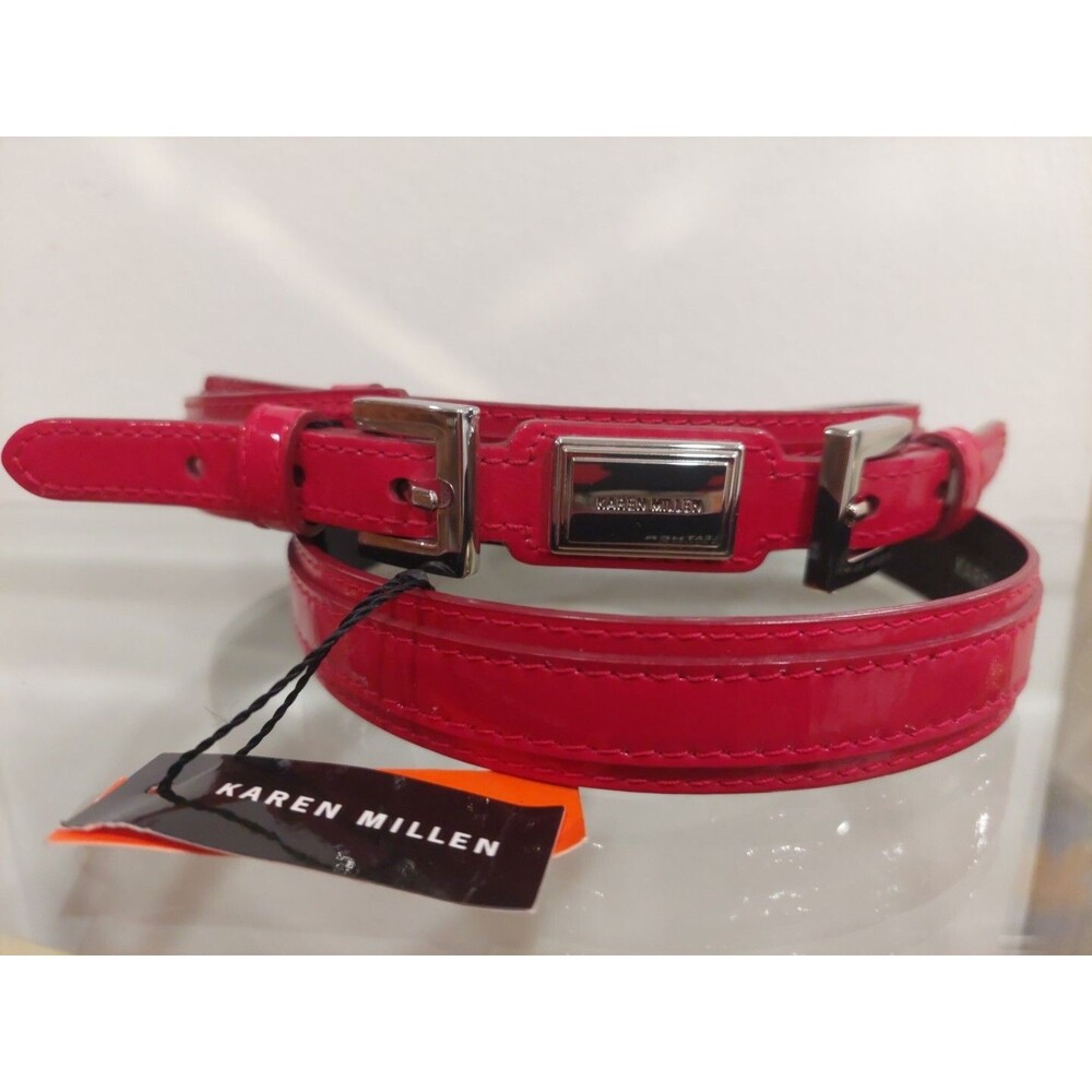 NWT Karen Millen Patent Leather Pink Fuchsia Belt SZ 2